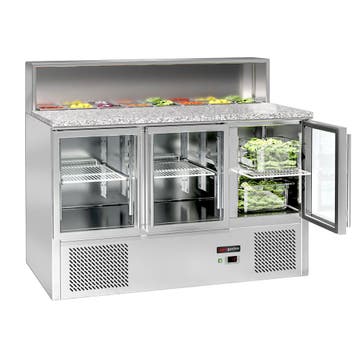 GGM Gastro | Saladette ECO - 1368mm - 3 glazen deuren - met, Verzenden