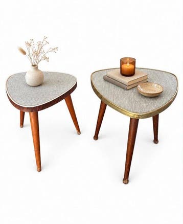 Set bijzettafels (2) - Hout - Set vintage bijzettafels