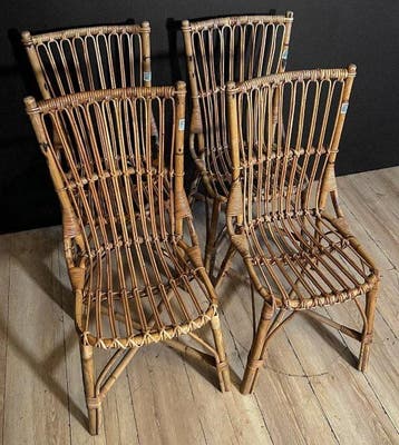 Stoel - Rattan - Set van vier stoelen van vintage rattan