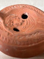 Oud-Romeins, Keizerrijk Terracotta Olielamp die een buste, Antiek en Kunst