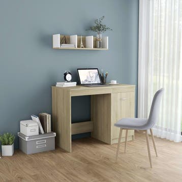 vidaXL Bureau 100x50x76 cm bewerkt hout sonoma eikenkleurig, Verzenden, Nieuw