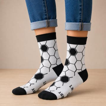 Sokken - Voetbalveld Print - Wit - Katoen - Maat 38-45, Nieuw