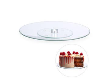 Veiling - Draaibaar Taartplateau 30cm in glas, Gebruikt