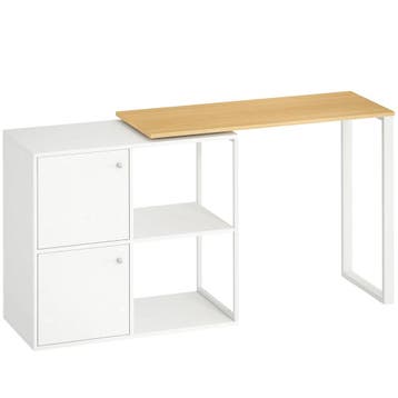 L-vormig Bureau, 360° Draaibaar Hoekbureau Met 2 Opbergkaste, Huis en Inrichting, Verzenden, Nieuw