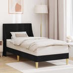 vidaXL Bedframe Effen met hoofdeinde Zwart 100 x 200 cm Stof, Verzenden, Nieuw, Zwart, Stof
