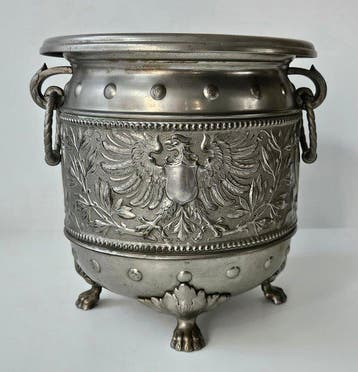 Zeldzame heraldische - Bloempot - Verzilverd