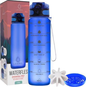 Lekro Motivatie Waterfles 1 Liter - Motiverende Drinkfles, Ophalen of Verzenden, Zo goed als nieuw