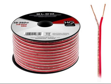 CU luidsprekerkabel 2 x 0.50 mm transparant/rood op rol 50 m, Ophalen of Verzenden, Nieuw