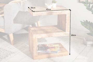 Handgemaakte bijzettafel S 60cm massief mangohout, Ophalen of Verzenden, Nieuw