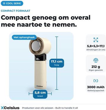 2dekans | XCelsius® Handventilator - Draagbare Mini, Ophalen of Verzenden, Zo goed als nieuw