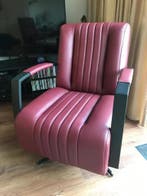Leren draaifauteuil met stalen frame en stervoet - rood, Ophalen of Verzenden, Nieuw, Leer