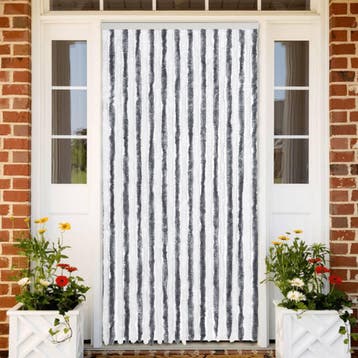 vidaXL Vliegengordijn 100x230 cm chenille grijs en wit, Verzenden, Nieuw, Grijs