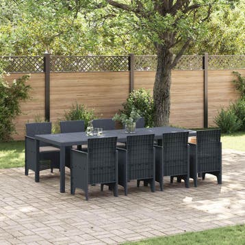 vidaXL Tuin Eetset 9 st Antraciet Polypropyleen, Verzenden, Nieuw, Meer dan 8 zitplaatsen