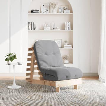 vidaXL Futon slaapbank met matras 60x206x11 cm massief, Verzenden, Nieuw, Bruin