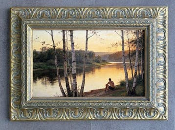 Alexy Berthelot - meditation a la rivière + cadre doré