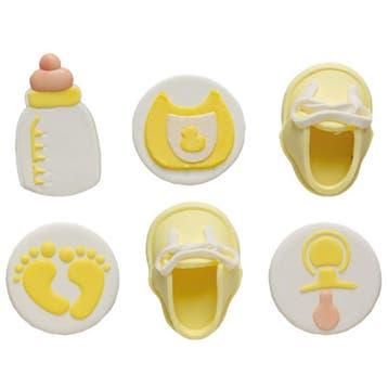Suikerdecoratie Baby Party 3D 6st.**, Verzenden, Nieuw
