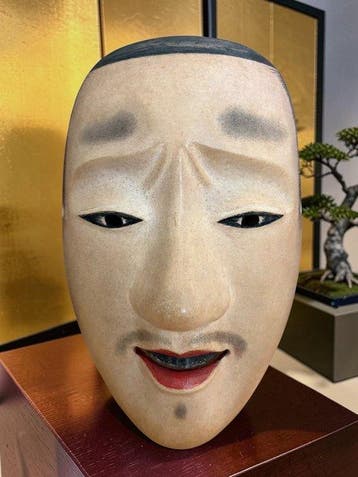 Noh masker - Hout, Zeldzame Japanse houten Noh-masker -
