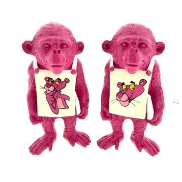 Kevin (XX) - Banksy Monkey Sign x Pink Panthers (2 pieces), Antiek en Kunst