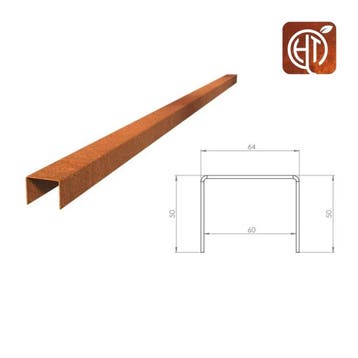 Cortenstaal u-profiel 300x6,4x5cm, Overige materialen, Minder dan 25 cm, Border, Minder dan 25 cm