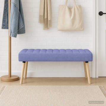 vidaXL Kanaal-geplooide bank Jeans Blauw 110 x 40 x 46 cm, Verzenden, Nieuw, Stof