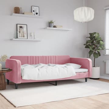 vidaXL Slaapbank 90x200 cm fluweel roze, 90 cm, Eenpersoons, Verzenden, Nieuw