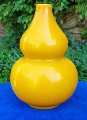 Antiek zware keizerlijke gele Peking-glas-stijl