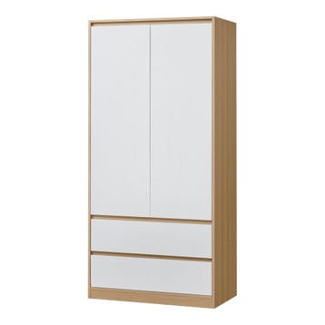 [en.casa] Kledingkast Bastheim 176x80x52 cm met 2 lades eike, Verzenden, Nieuw