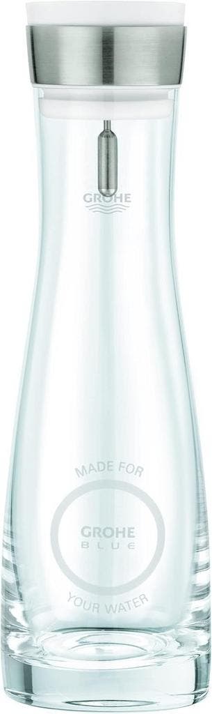 Glazen Waterkaraf 1L RVS | Tweedekansje | OP=OP, Huis en Inrichting, Keuken | Servies, Glas of Glazen, Ophalen of Verzenden, Overige stijlen