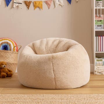 Kingston Kinder Zitzak Vegan Bont - Beige, Huis en Inrichting, Verzenden, Nieuw