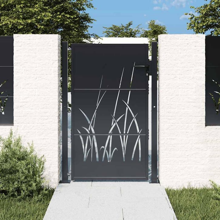vidaXL Poort 100x150 cm met grasontwerp staal, Tuin en Terras, Tuinpoorten, Nieuw, Verzenden