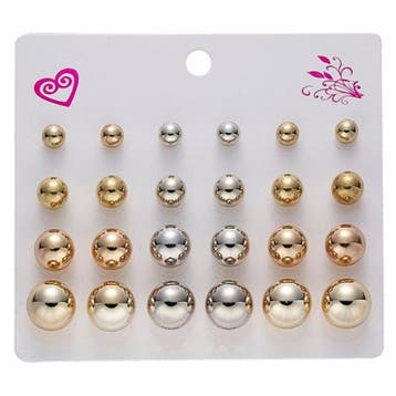 Fako Bijoux - 12 Paar Oorbellen Op Kaart - Steker - Parel -, Verzenden, Nieuw