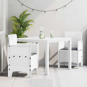 vidaXL Tuin Eetset 3 st Wit Polypropyleen, Verzenden, Nieuw, 3 zitplaatsen