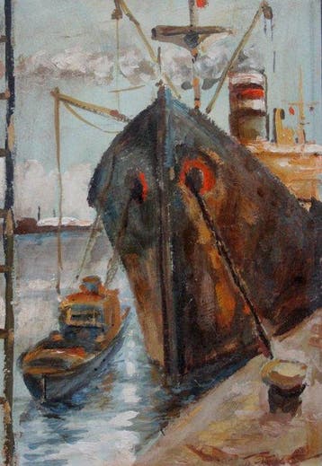 Boris Moiseevitsh Ebers (1889-1971) - Cargo ship in the