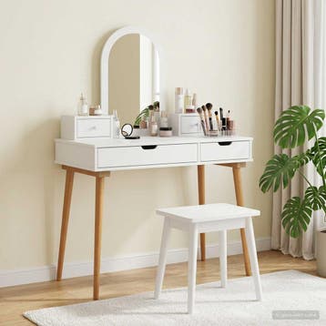 vidaXL Toilettafel Set FAUSKE 4 st Wit 100 x 50 x 143 cm, Verzenden, Nieuw