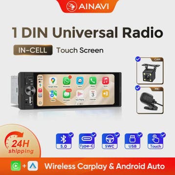 AINAVI 1 DIN Universele Autoradio met 6.36" HD IPS Touchscre, Verzenden, Nieuw