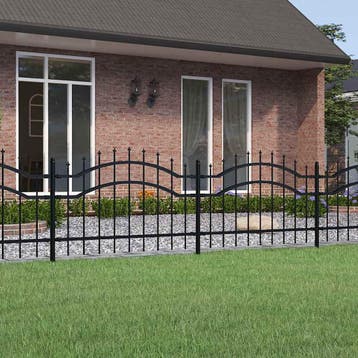 vidaXL Tuinhek Woerden met speerpunt zwart 240x75 cm staal, Tuin en Terras, Verzenden, Nieuw, IJzer
