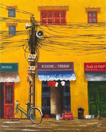 Nguyen Robert (1958) - LÉlectricité de la Rue 100 80 cm