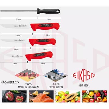 Eikaso Solingen Slagersmessenset 4-Delig – Breed & Geboge., Ophalen of Verzenden, Nieuw, Overige materialen