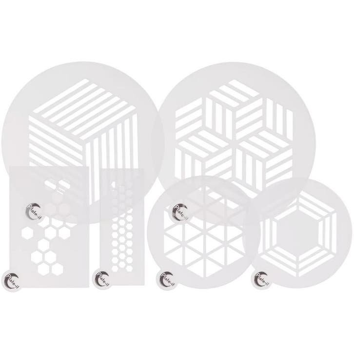 Plate-it Stencil Hexagon Set/6, Hobby en Vrije tijd, Taarten en Cupcakes maken, Nieuw, Verzenden