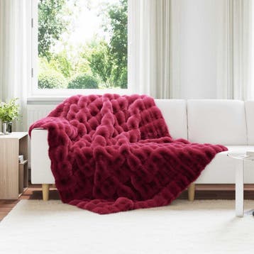 vidaXL Antislip deken van imitatie konijnenbont Olite, Verzenden, Nieuw, Rood