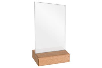 Kaarthouder A6 Plexi Met Houten Voet - Beuken, Verzenden, Nieuw in verpakking, Etalage