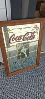 Wandspiegel - Glas, Hout - Coca Cola Mirror