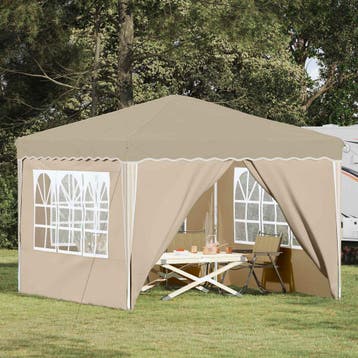 vidaXL Pop-up partytent 288 x 288 x 245 cm Crèmekleurig, Tuin en Terras, Verzenden, Nieuw, Partytent