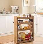 Smalle Rolwagen 81cm – 4 Niveaus Keuken- of Badkamerrek, Verzenden, Nieuw