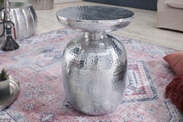 Handgemaakte bijzettafel ORIENT 40cm zilver metaal gehamerd, Ophalen of Verzenden, Nieuw