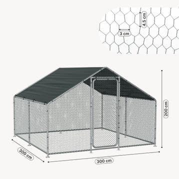 Kippenren Wels buitenren 3x3x2 m donkergroen pro.tec, Verzenden, Nieuw