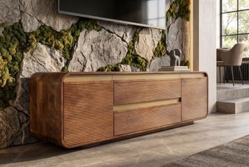 TV-Meubel MONZA 160cm met kabelmanagement geribbelde, Ophalen of Verzenden, Nieuw