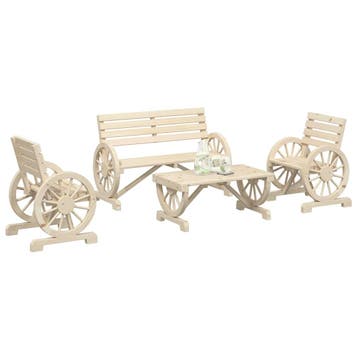 vidaXL 4-delige Loungeset massief vurenhout, Verzenden, Nieuw, Hout, Loungeset