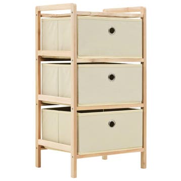vidaXL Opbergmeubel met 3 stoffen manden cederhout beige, Verzenden, Nieuw