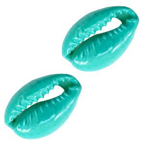 4 x  Schelp kralen Kauri  ca. 17x12mm Island Green, Ophalen of Verzenden, Nieuw, Kraal